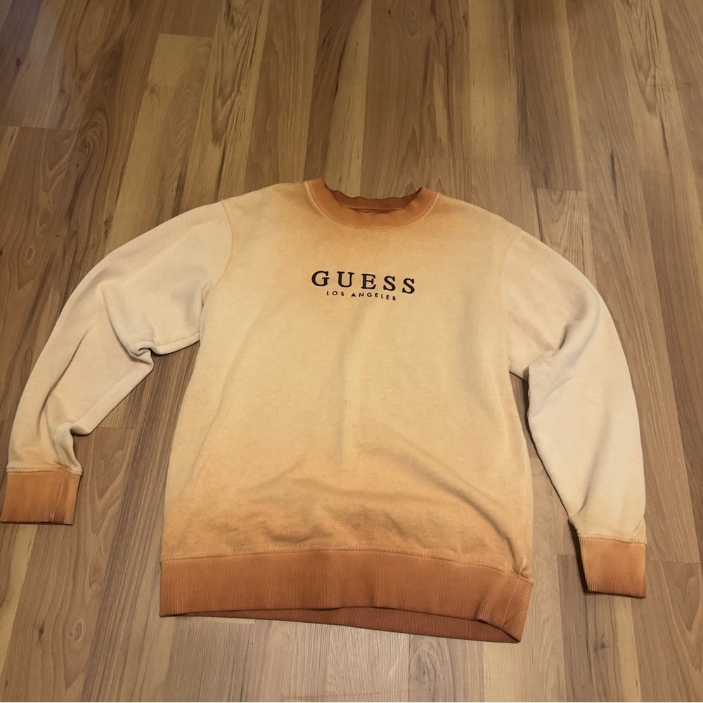 GUESS Men's Gradient Tan Crewneck Sweater